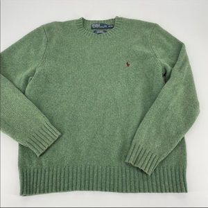 Polo Ralph Lauren Sweater Men XL Green Embroidered Pony Wool Angora